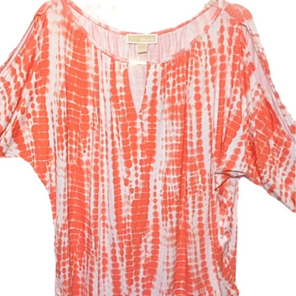 Michael Kors Orange & White Cold Shoulder Top